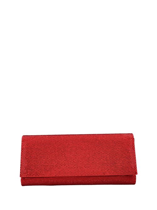 Borsa in raso e strass GEDEBE | ENVELOPE SATIN CRYSTALROSSO